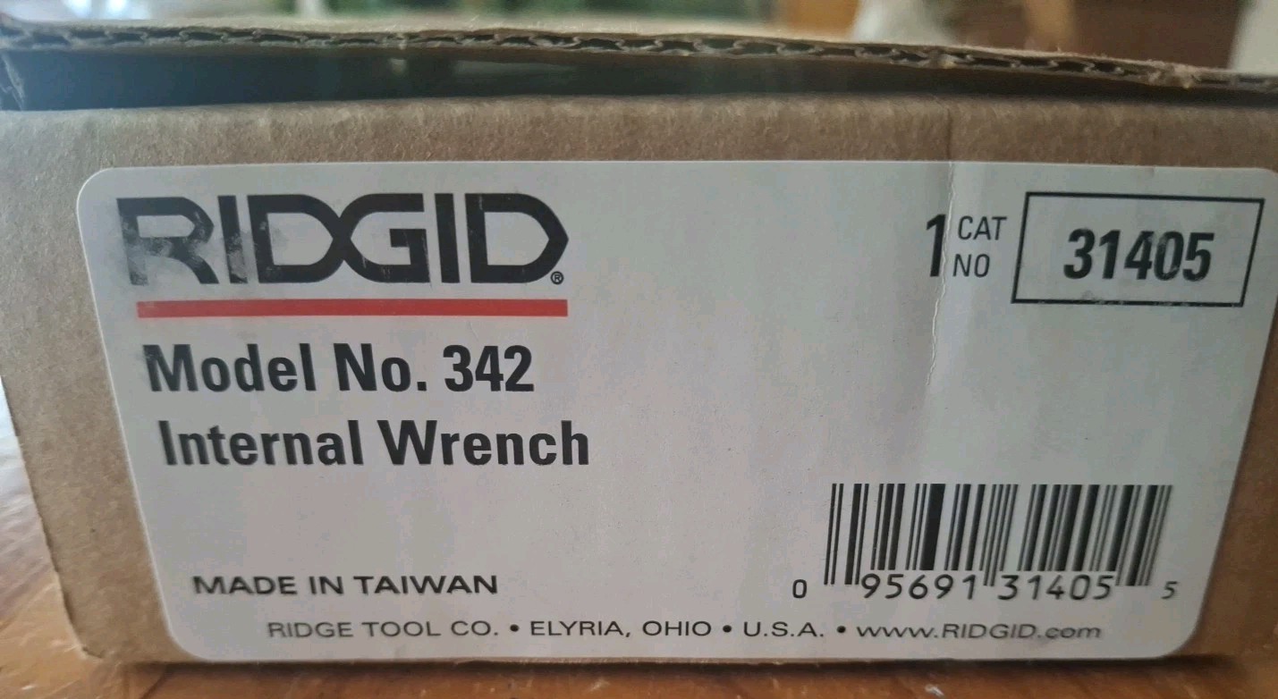 Ridgid 31405 342 Internal Wrench 4 1/2", 1" - 2" Pipe Capacity