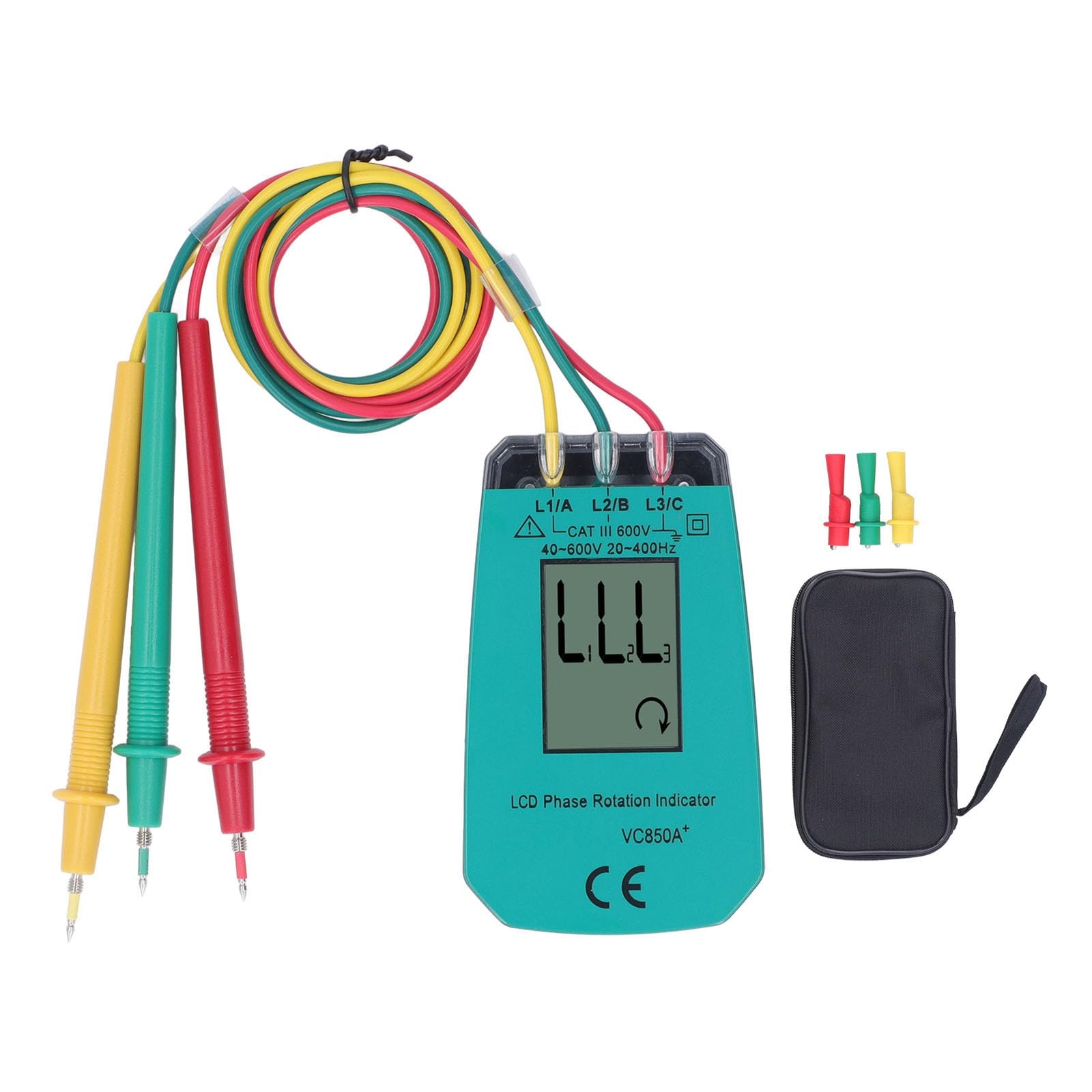 Phase Tester Rotary Field Meter AC 40~600V 3 Phase Sequence Presence Rotation Tes...