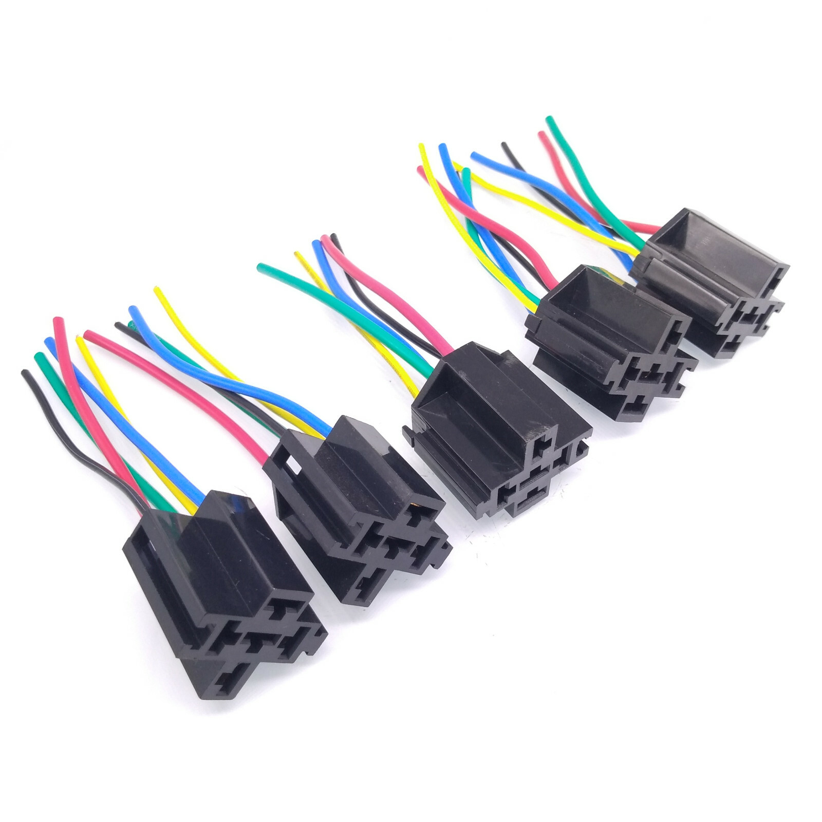 5 pcs 5 Pin Cable Relay Socket Harness Connector DC 12V for Car