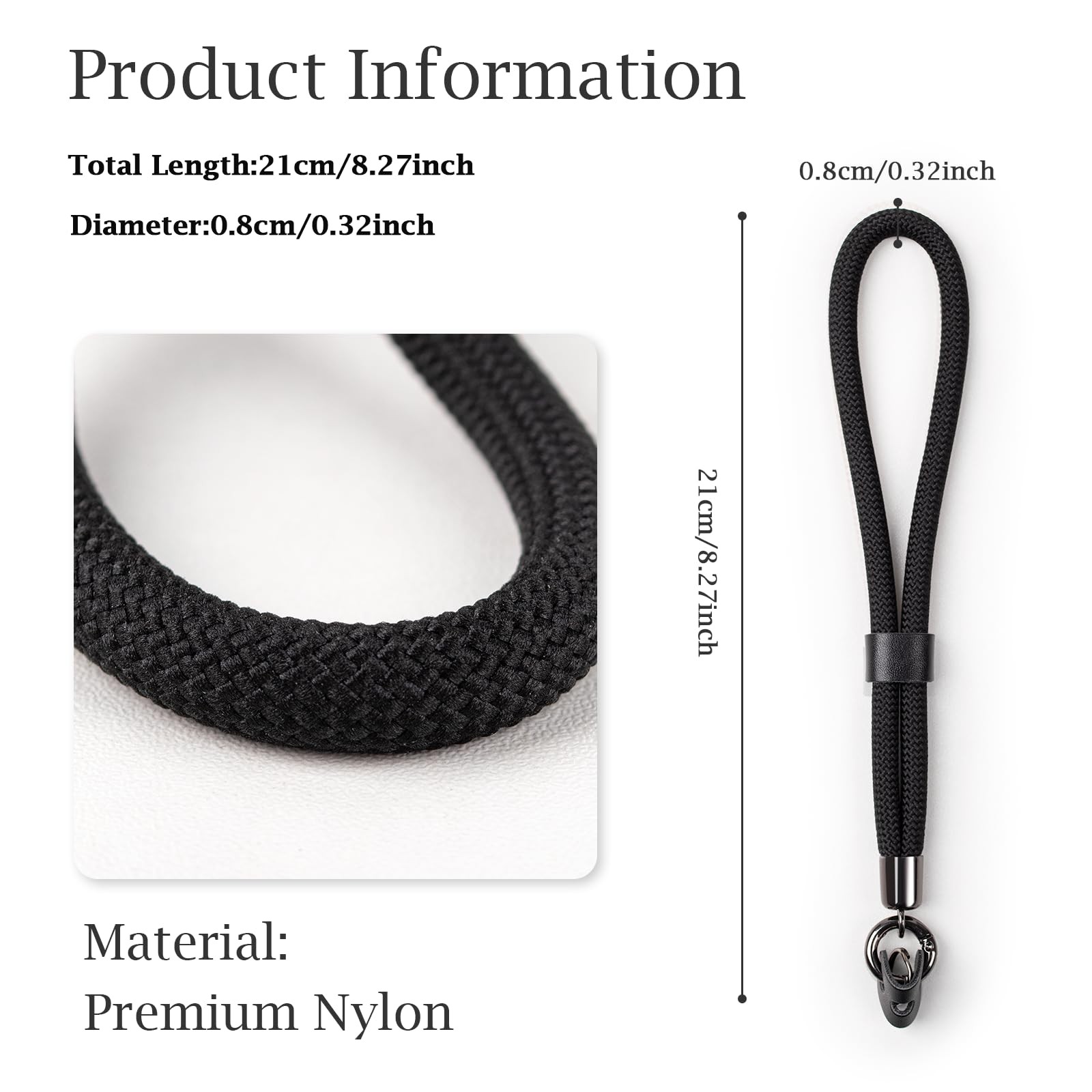 VOVMOEYA Camera Wrist Strap Rope,Camera Hand Compatible 15cm, Black