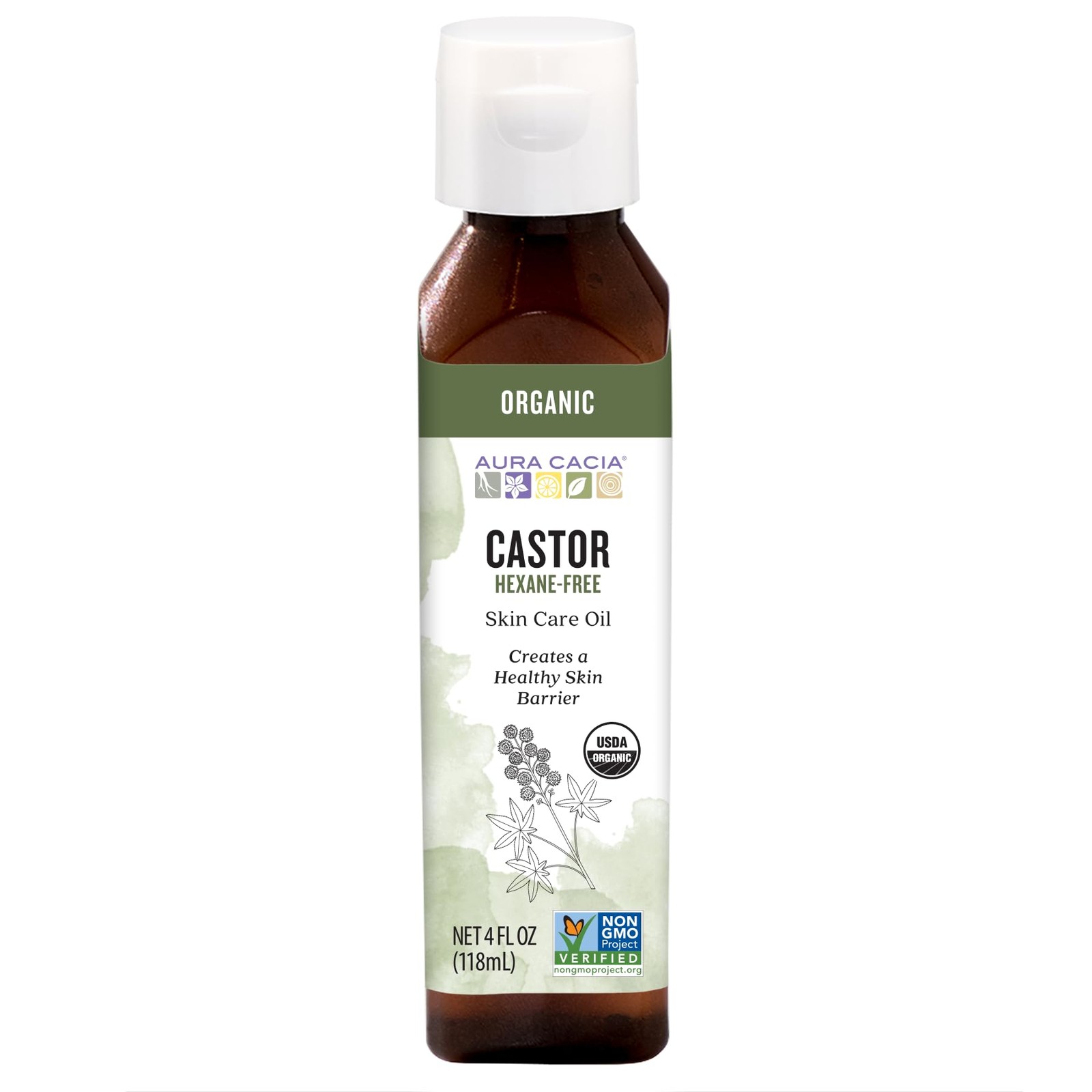 Aura Cacia Organic Castor Skin Care Oil | GC/MS Tested for Purity | 118ml 4 f...