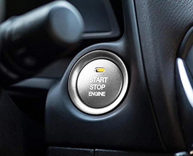 2pc Set Aluminum Keyless Engine Push Start Button & Surrounding Silver