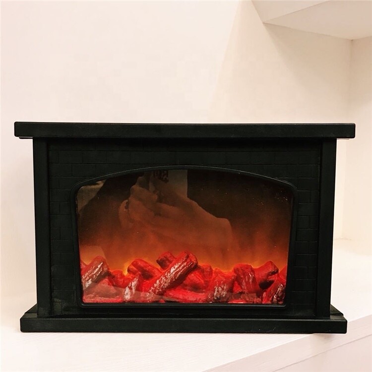 Elegant Fireplace Lantern: Flameless LED, Charcoal Finish, Portable Ambiance