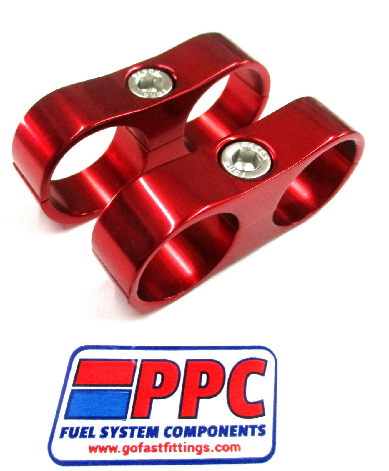 9/16" I.D. POLISHED RED ALUMINUM BILLET DUAL HOSE SEPARATOR 2PK Fits -06 hose