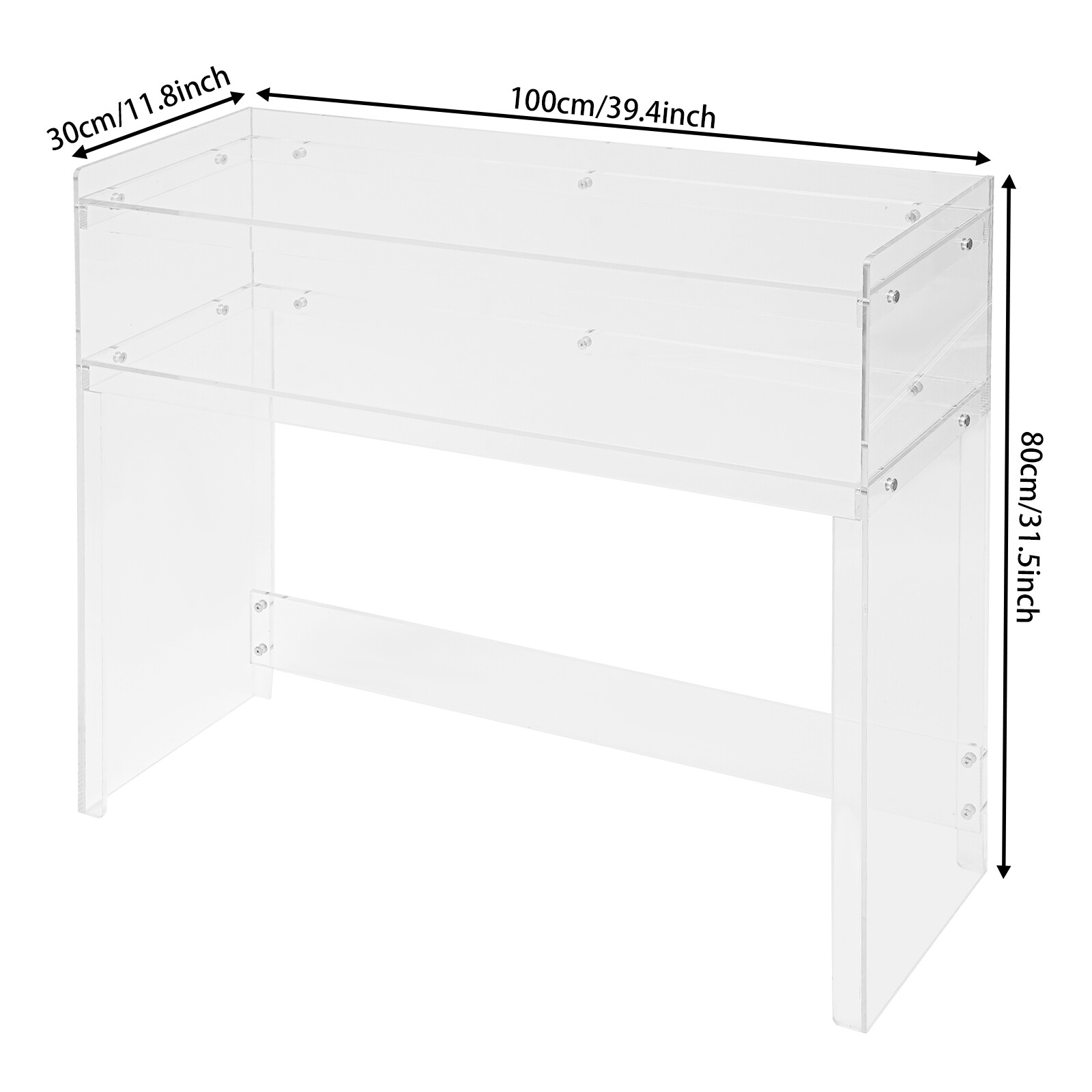 2 Tier Modern Acrylic Table Clear Entry Table Small Entryway Table 100×30×80cm