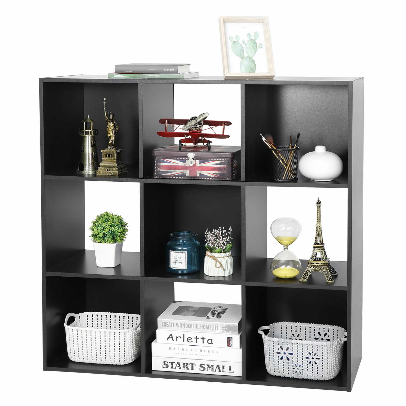 9-Cube Black Closet Organizer Storage Shelves Save Space Bedroom Bookshelves