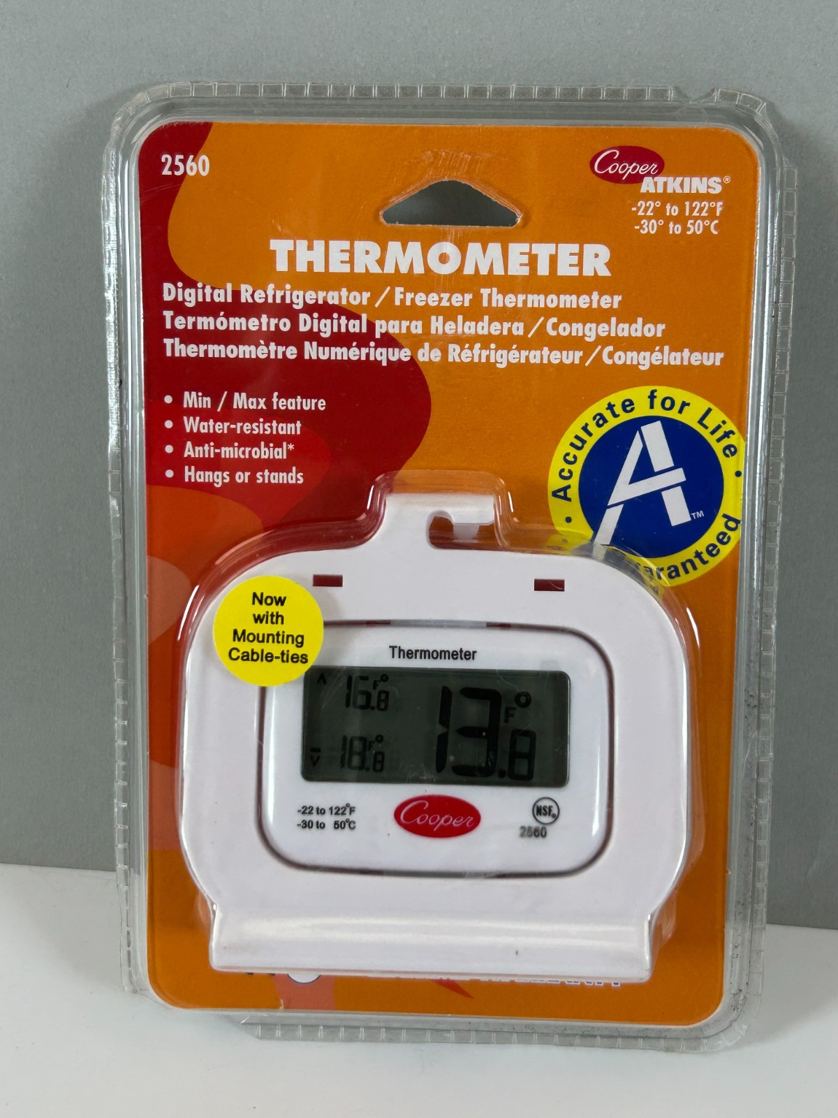 Cooper Atkins Digital Refrigerator Freezer Thermometer Water Resistant 2560 NEW