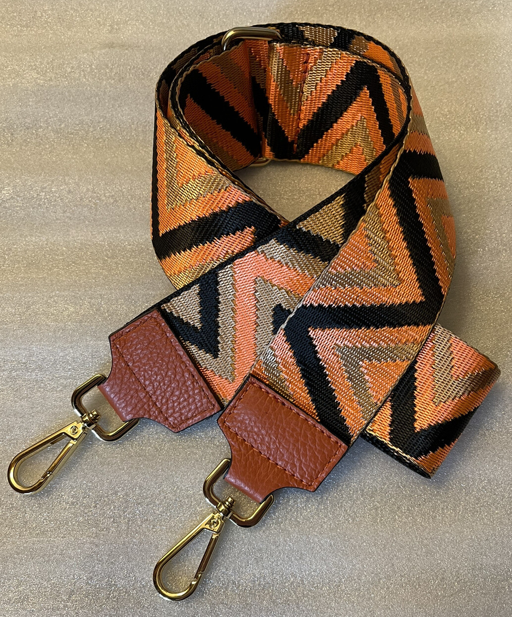 Roberta Firenze Orange Black Gold Tone Adjustable Additional Shoulder Strap