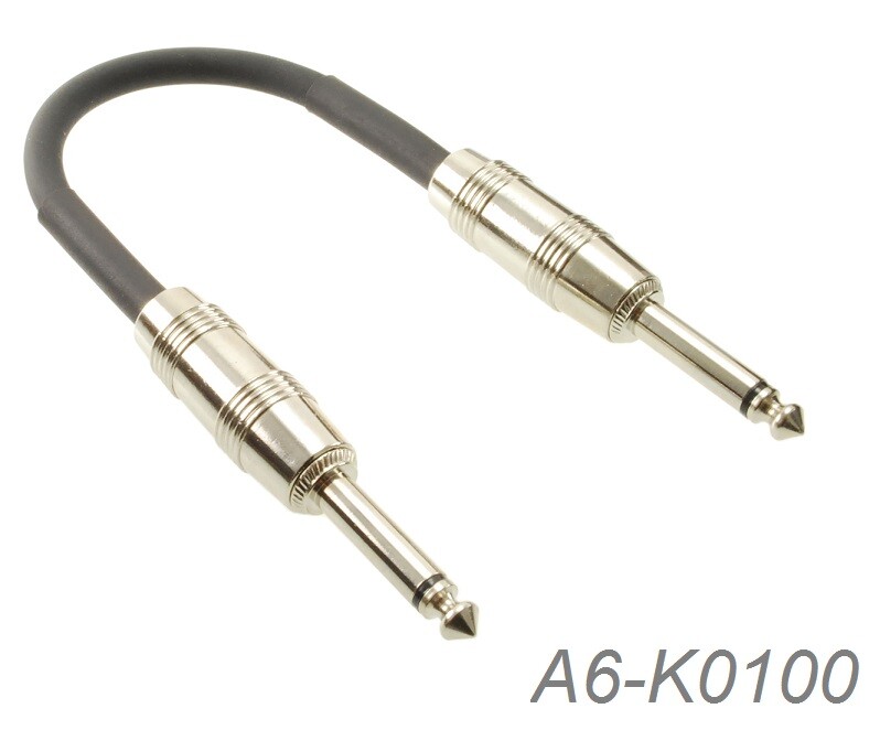 6in Kirlin 1/4" Mono Straight Male/Male Instrument Cable, OFC Conductor 20AWG