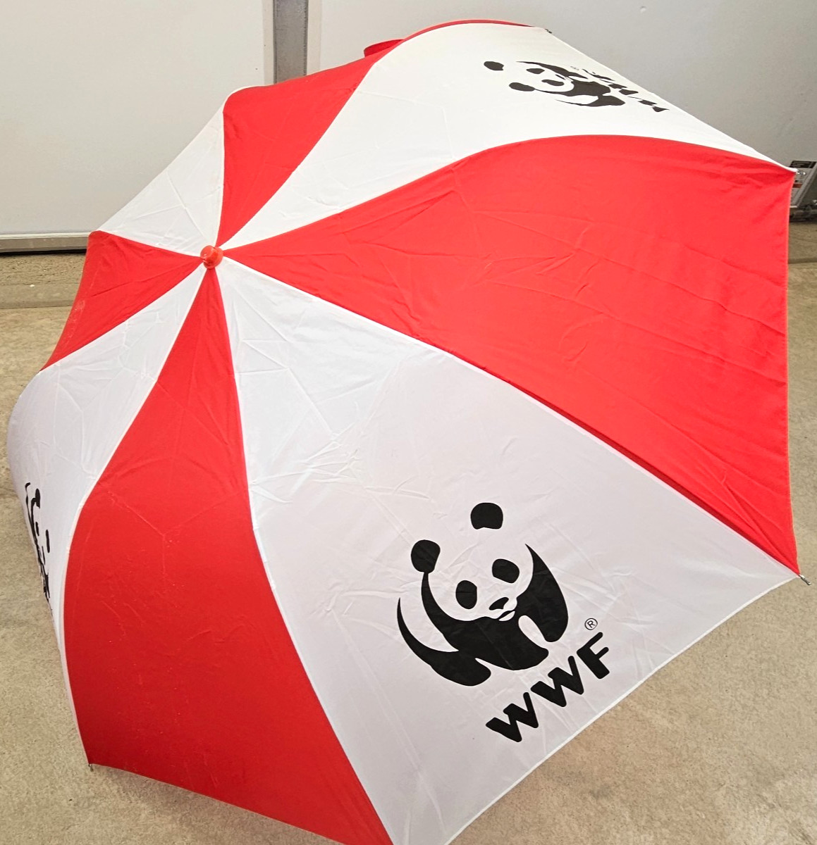 Vintage World Wildlife Foundation WWF Umbrella - Red White - Panda -New