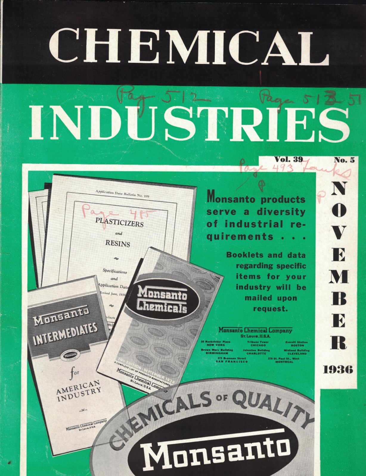 Chemical Industries Magazine November 1936 Monsanto German Chemical Industry