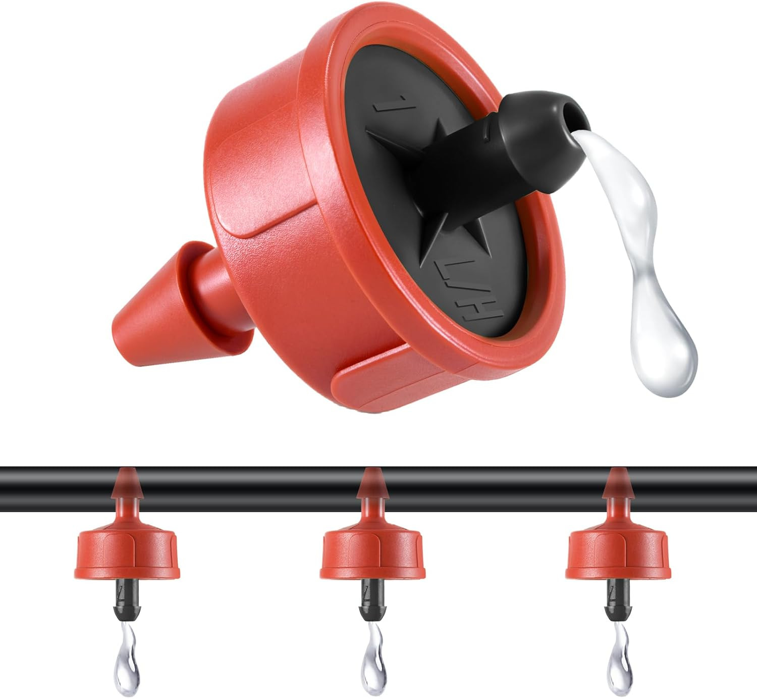 300 PCS 1 GPH Pressure Compensating Drip Irrigation Spot Watering Dripper, Stand