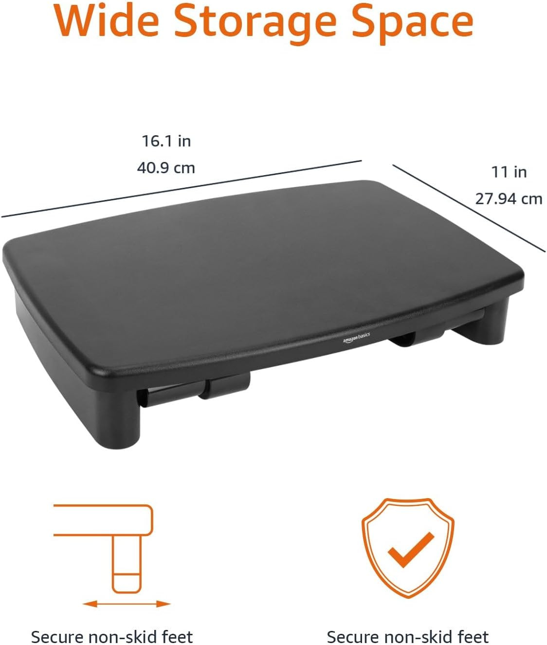Height Adjustable Rectangular Computer Monitor Riser Desk Stand with Storage for