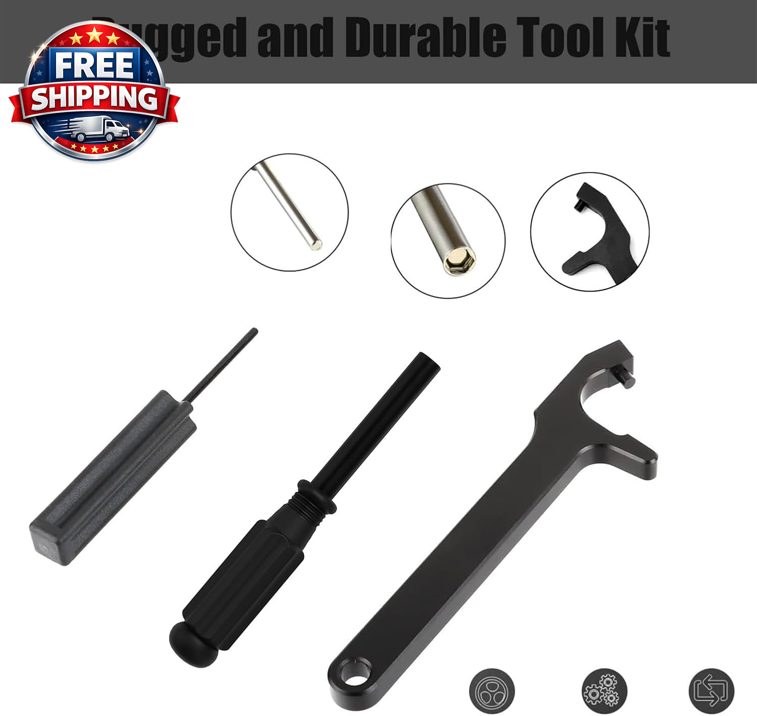 3PCS Tool Kit for Glock, Front Sight Remove Pusher 3/16" Hex Tool, Magazine Disa