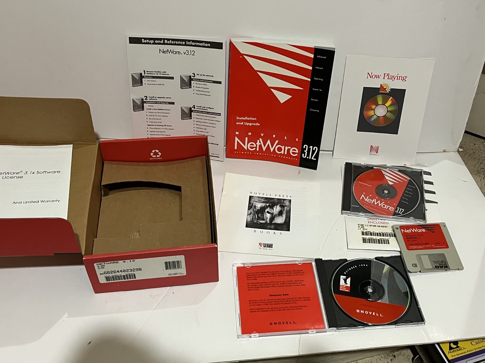 Novell Netware 3.12 50 User Kit CD and Diskette - Original Box