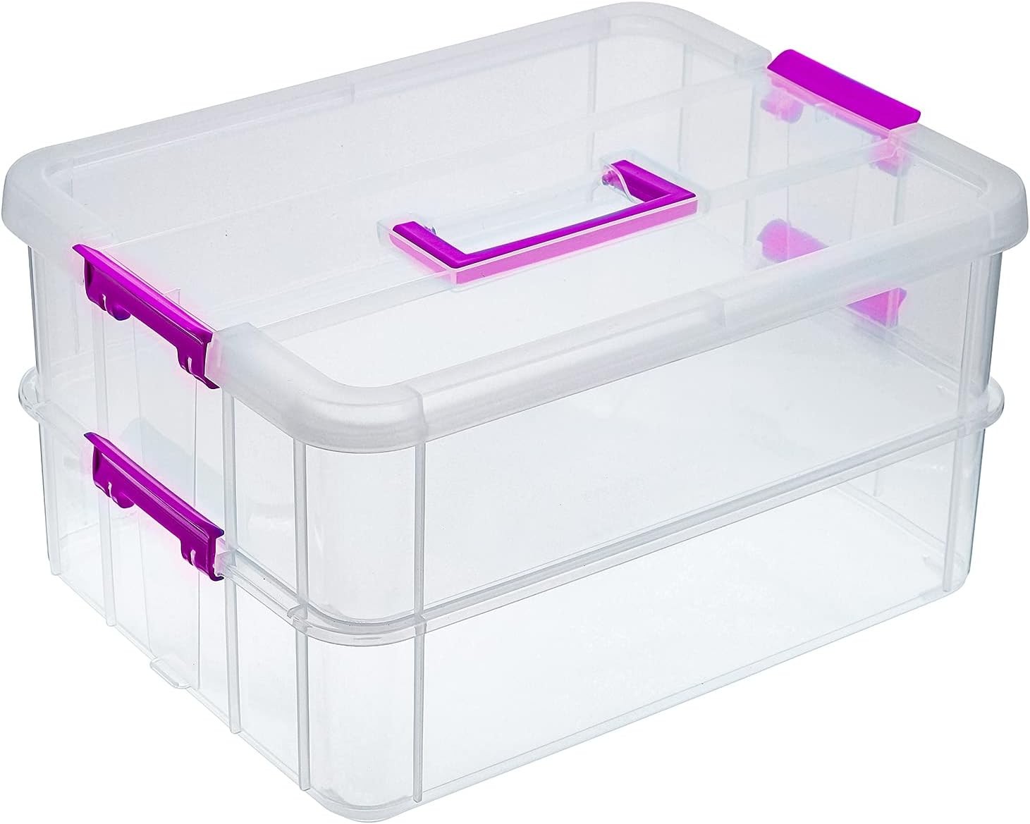 2 Layer Stack & Carry Box Plastic Multipurpose Portable Storage Container Box