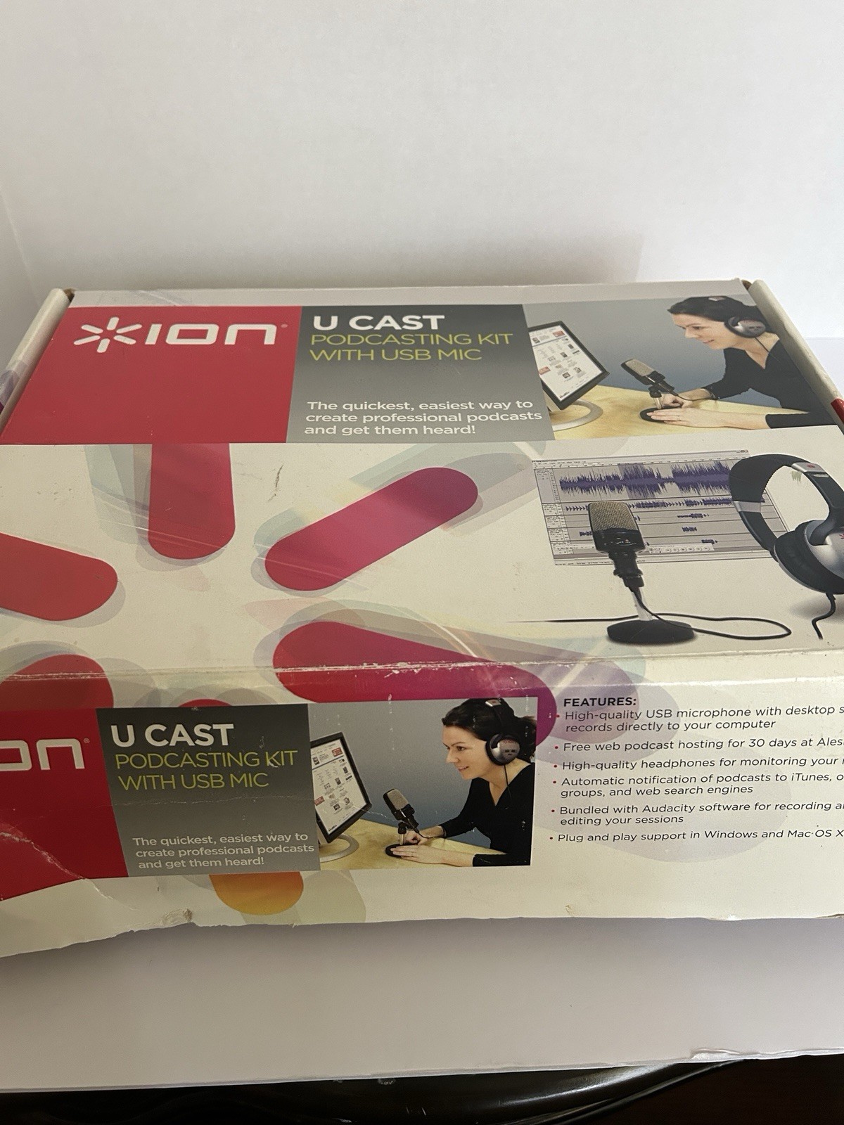 NIB Podcast Setup by Ion Ucast USB Microphone/Headphones/ No Software Cd
