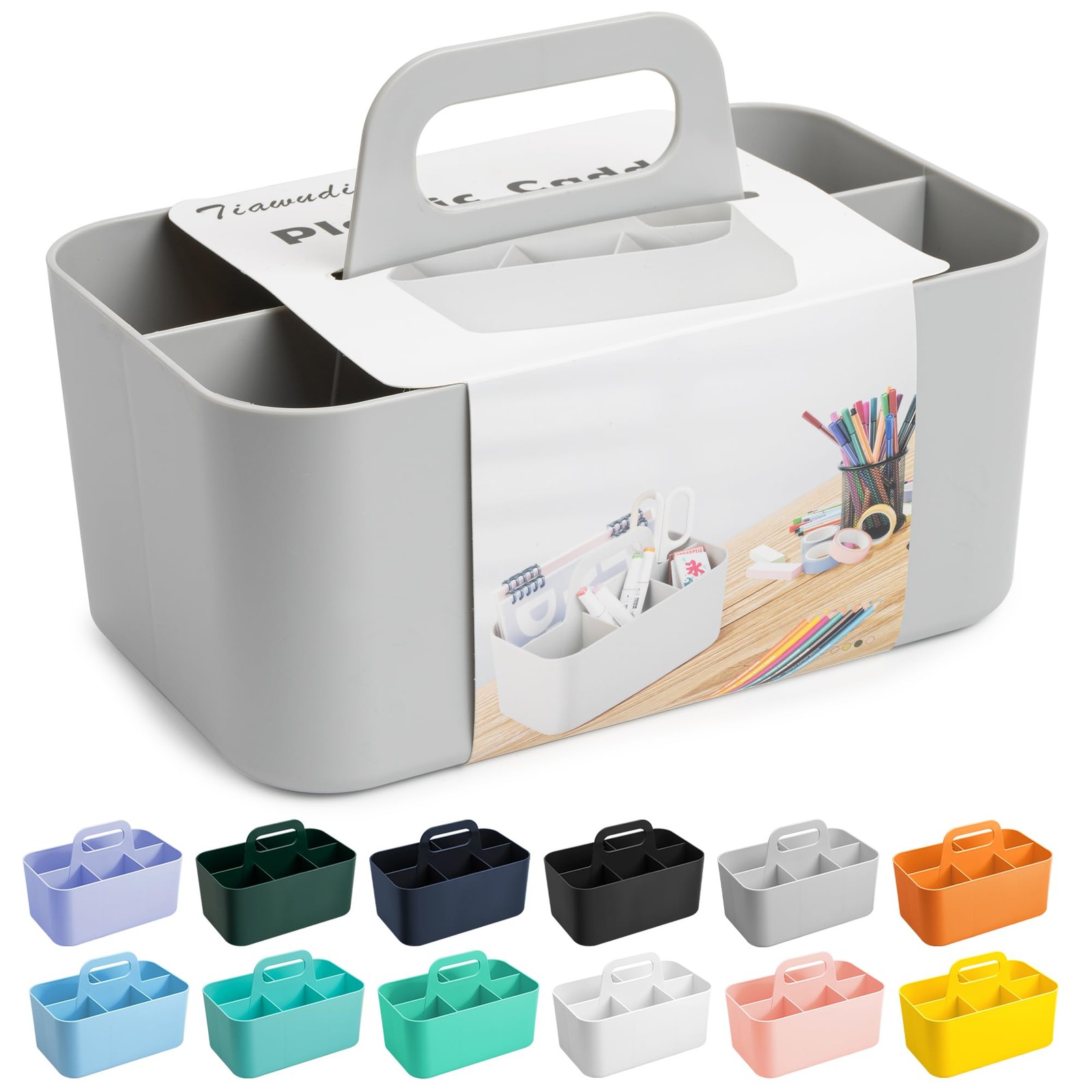 Tiawudi Multipurpose Caddy Organizer, Plastic with Rectangle, Gray