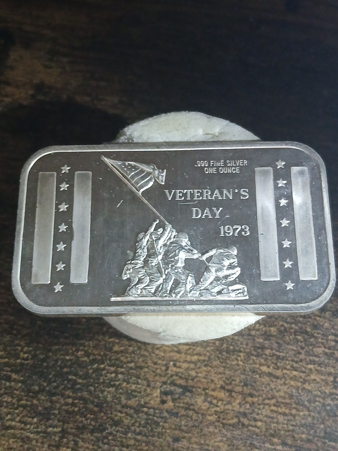 1973 Vintage Veterans Day 1 Oz 999 Silver Bar Planting The flag At Iwo Jima 🪖