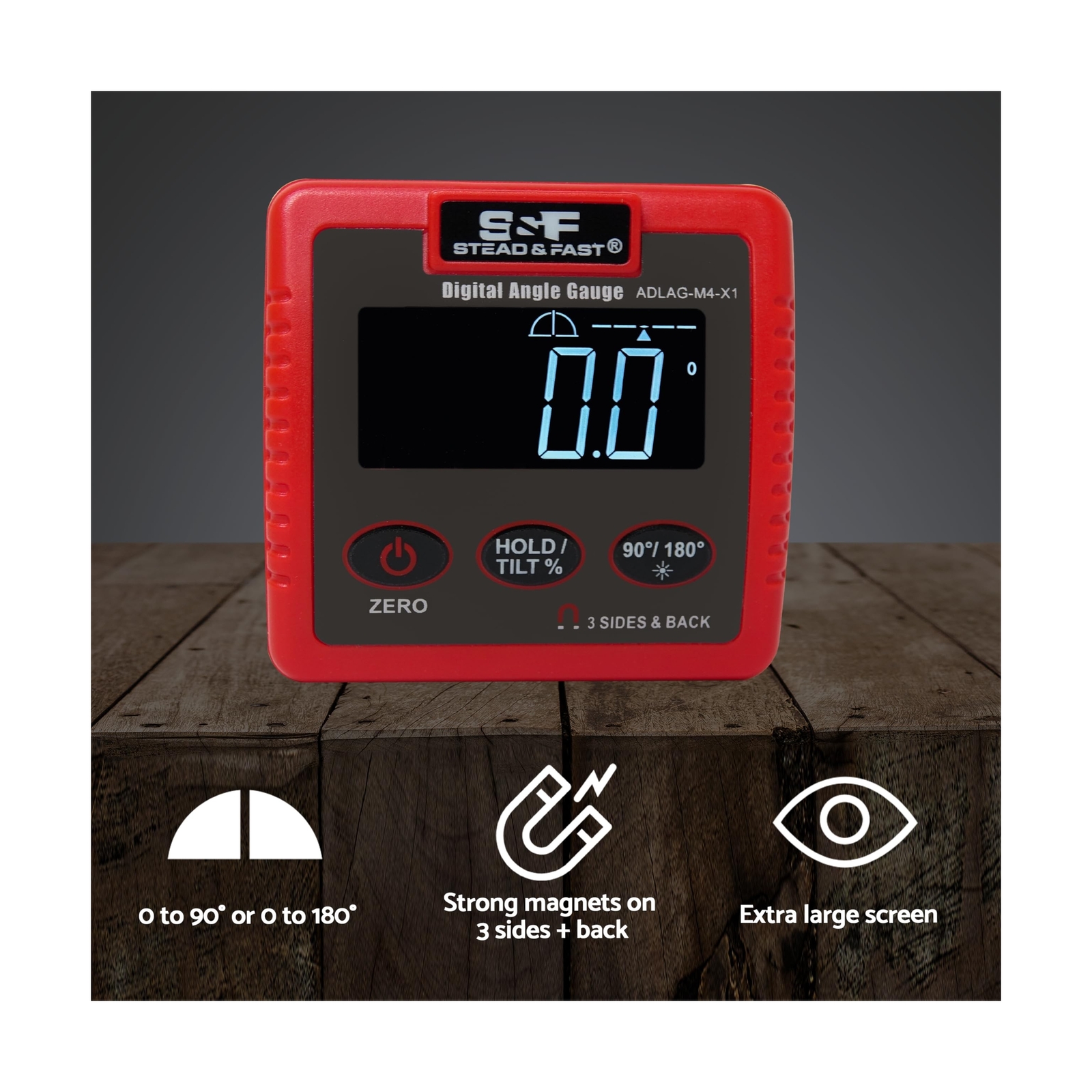 Digital Angle Gauge, Digital Angle Finder Magnetic (4 surfaces) with Laser, I...