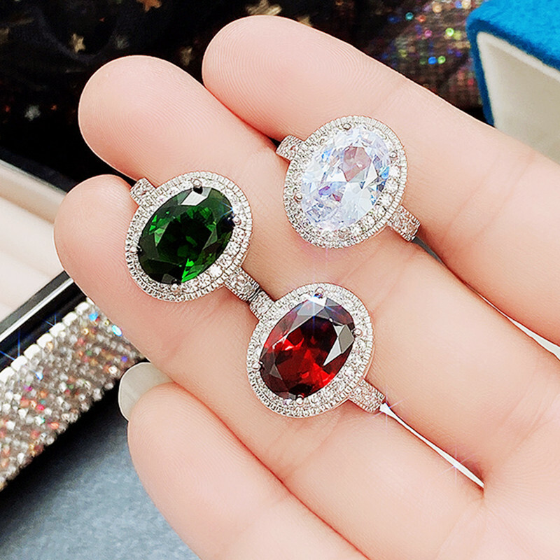 3 Colors Fashion Cubic Zircon 925 Silver Filled Women Wedding Jewelry Sz 6-10
