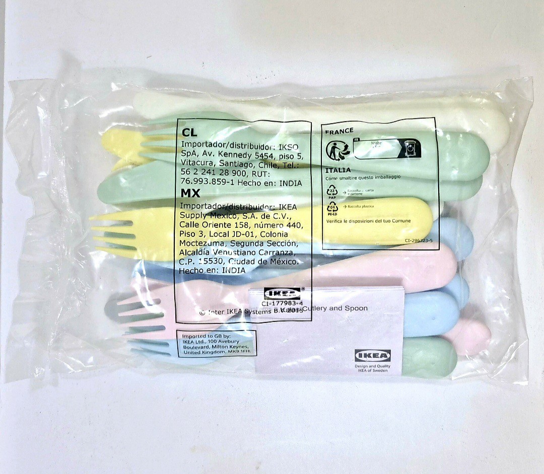 Ikea KALAS Kids Plastic Utensils 18pcs BPA Free 704.613.85 NEW Sealed