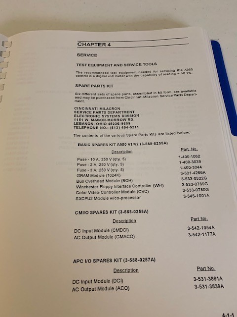Cincinnati Milacron Control Refernece Manual for Acramatic 950 Rel. 3.2