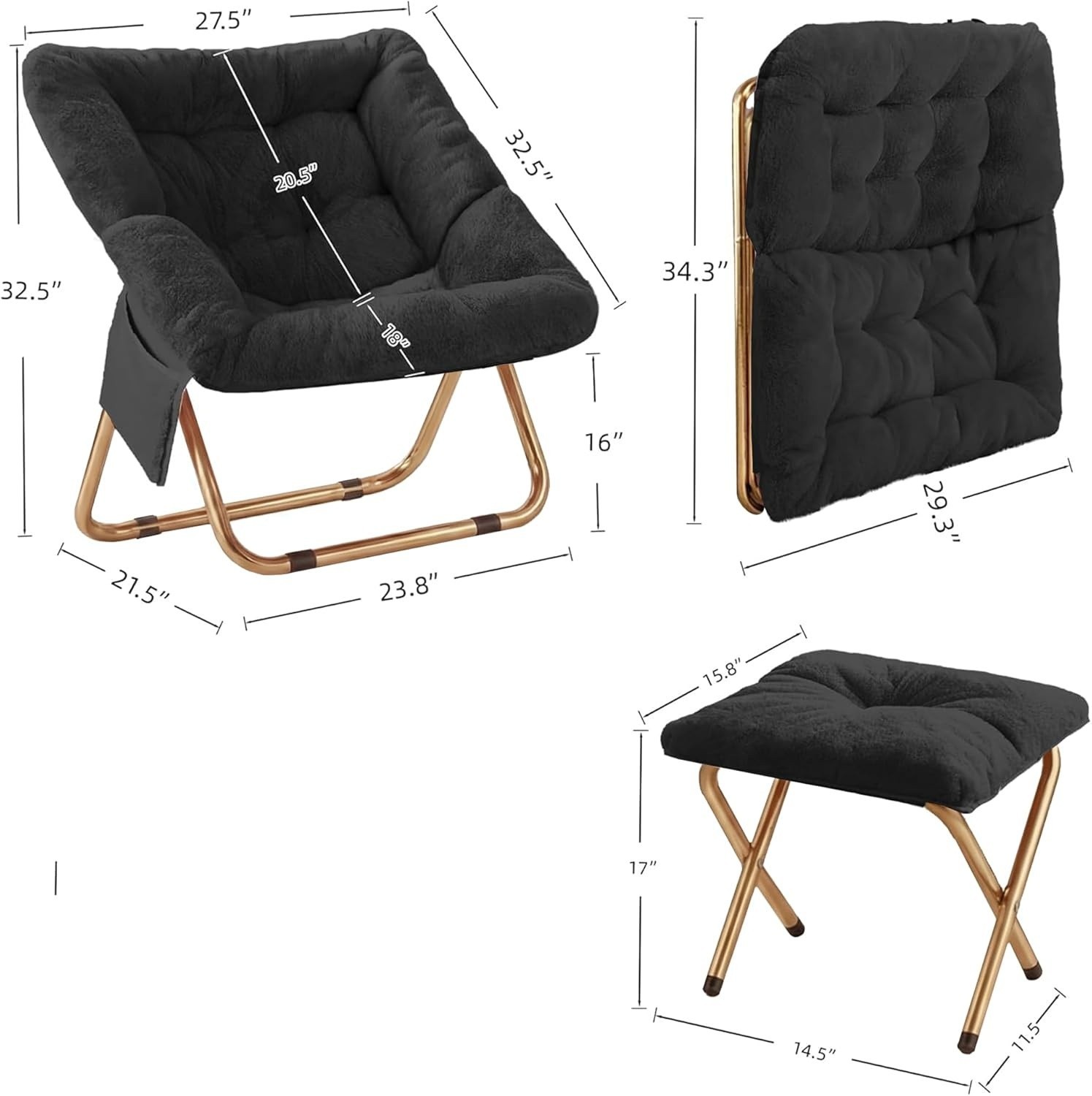 Sillón tipo platillo cómodo, sillón plegable para sala estar, sillón reclinable