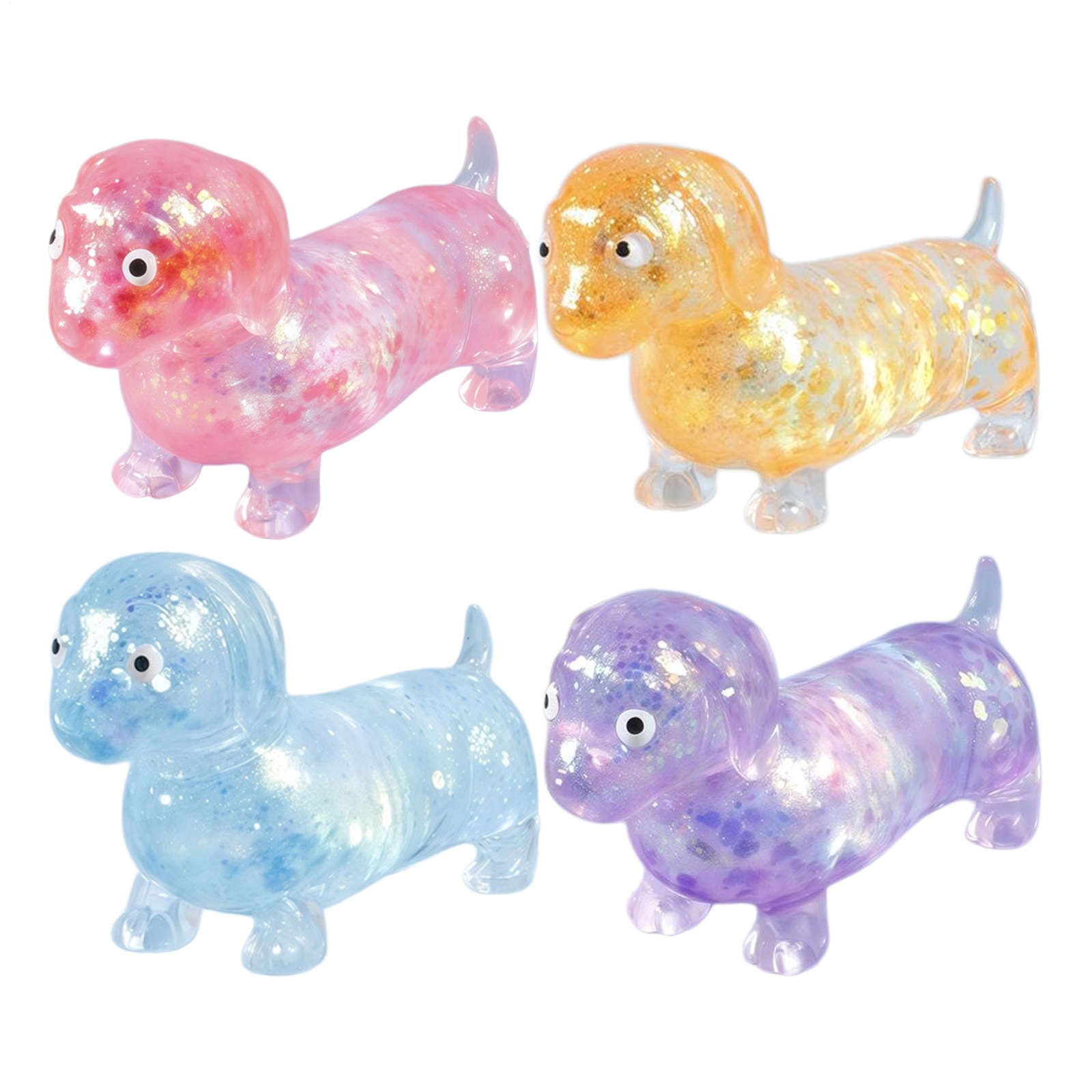 Dachshund Squishy, Sparkly Sausage Dog Gel Stretch Ball, Stress-Relieving Toy