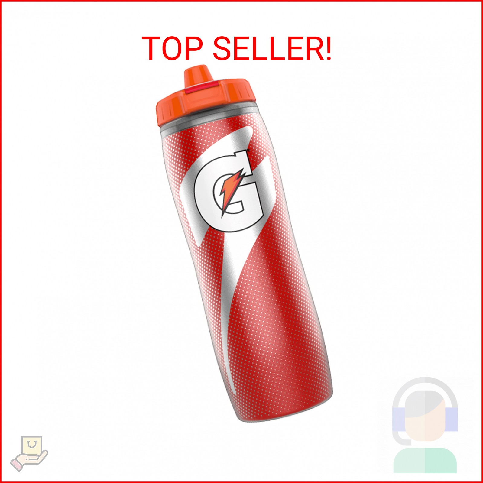 Gatorade Insulated Squeeze Bottle, Red, 30oz
