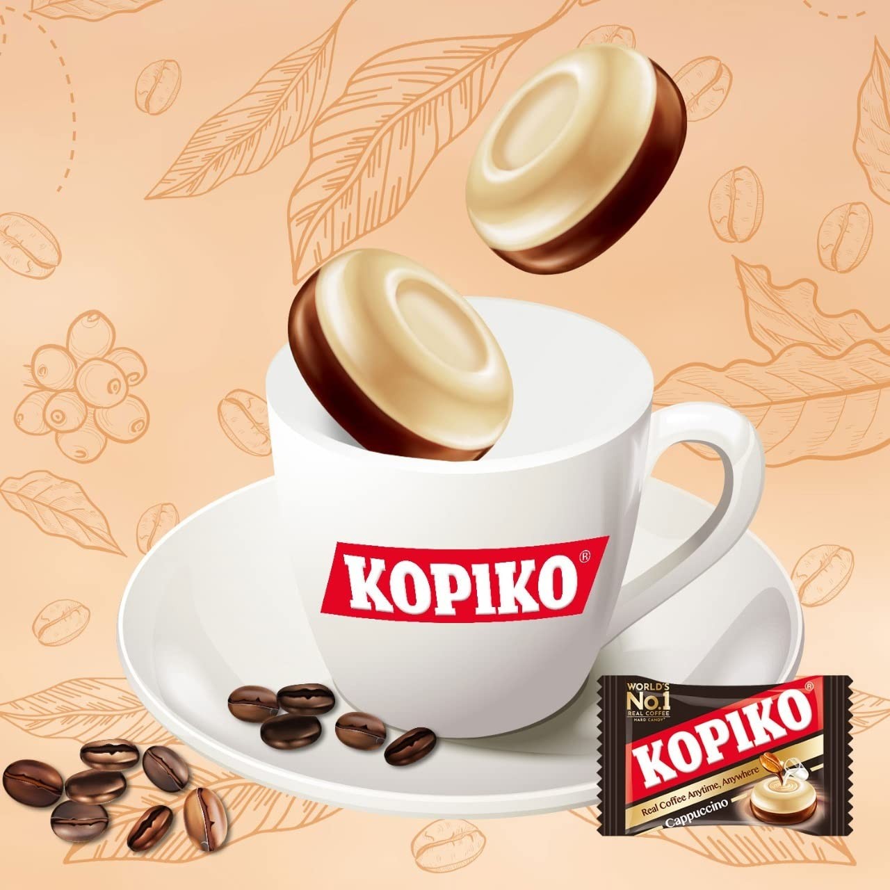 Kopiko Cappuccino Candy – Bold-Tasty Hard 4.23 Ounce (Pack of 2), Brown