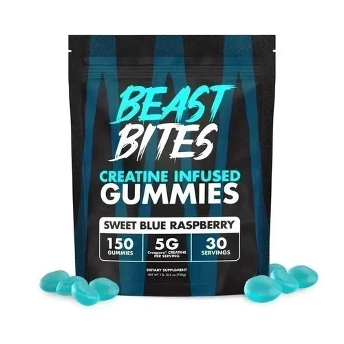 Beast Bites Creatine Infused Gummies, Blue Raspberry, 150 Servings