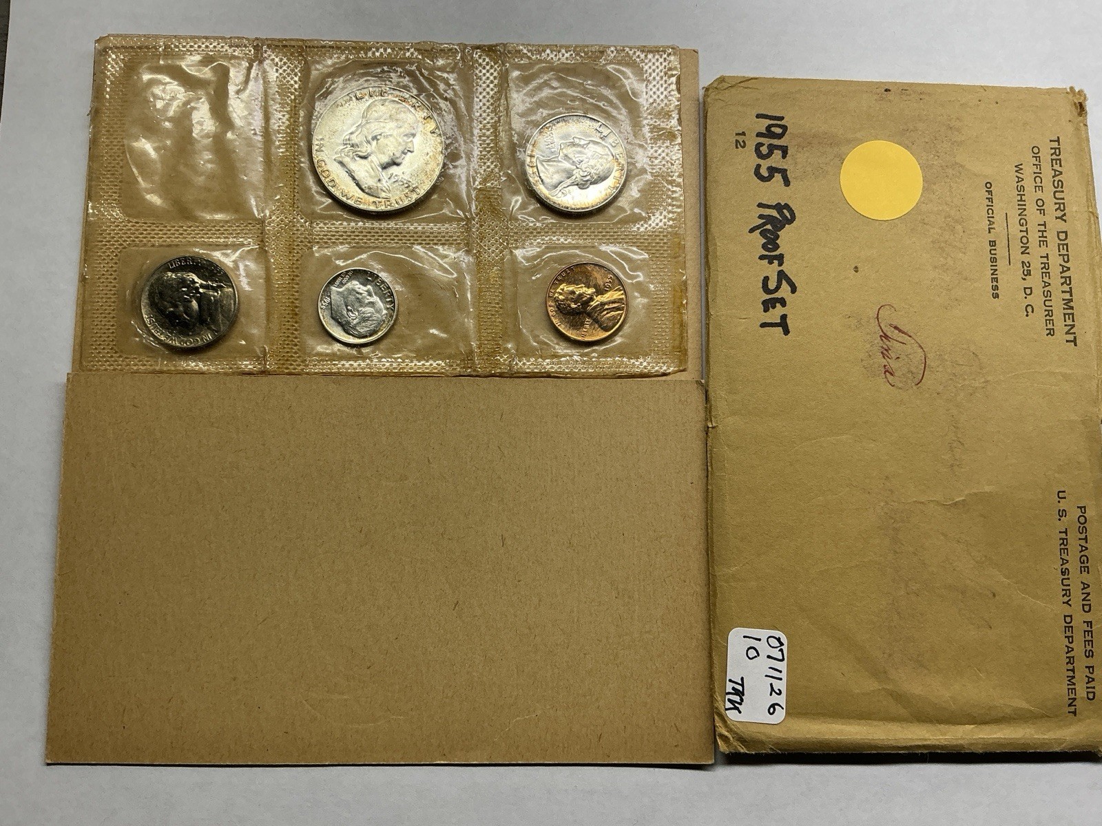 1955 Silver Proof 5 Coin Set in Original Flat Pack Envelope See Des 071126 10tkk