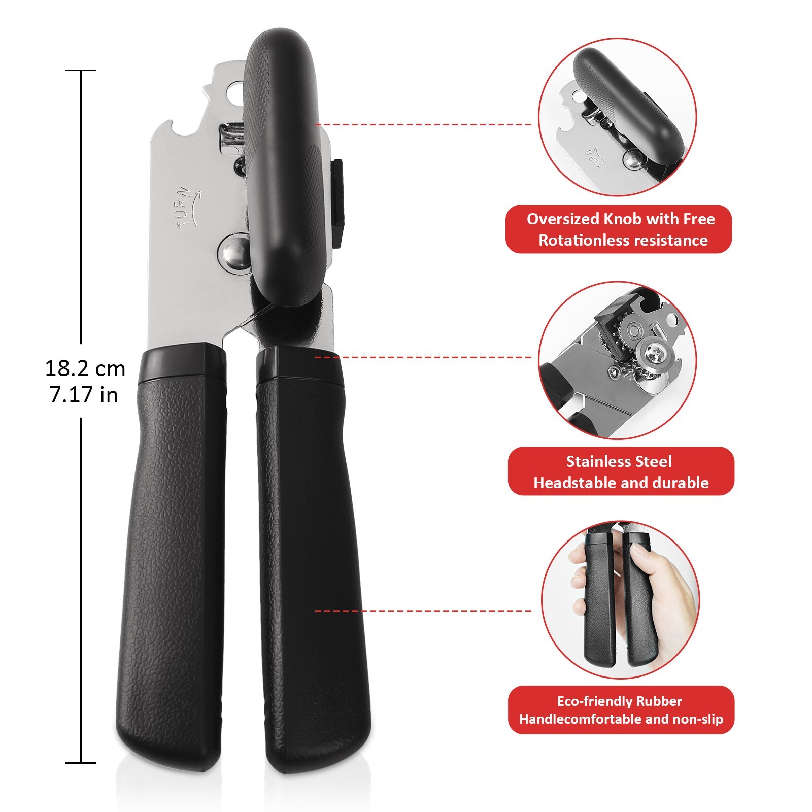 Classic Multifunction Stainless steel Can Opener Easy Comfy Handle Grip Kitchen