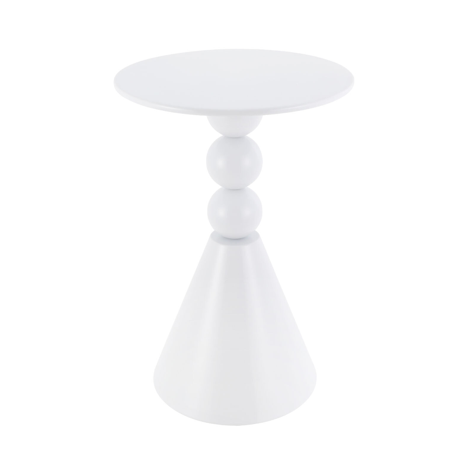 Round Side Table Modern Small End Table Cream Pedestal Circle Accent Table Metal