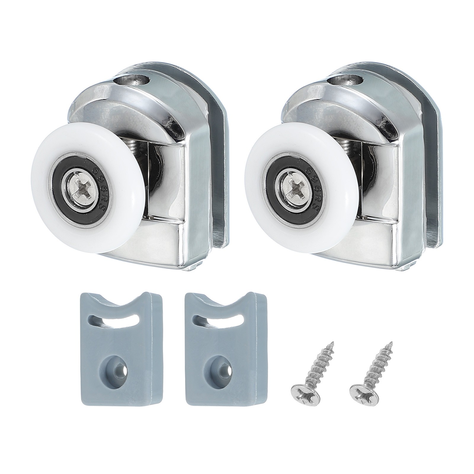 2Pcs 25mm Single Shower Door Rollers Copper Top Wheels Pulleys Guide Silver