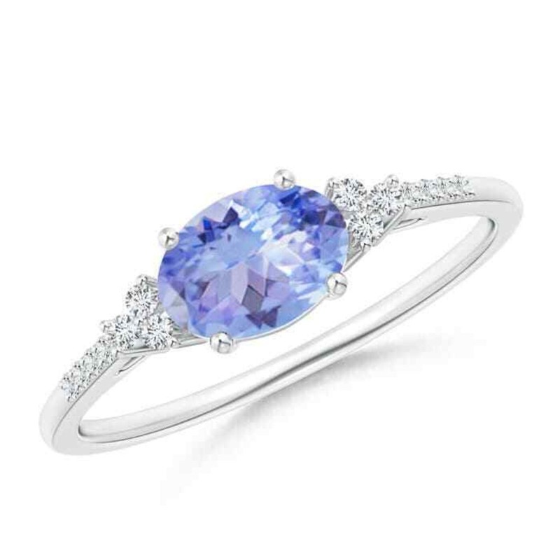 Sterling Silver Tanzanite Gemstone Eternity Prong Ethnic New Ring Jewelry