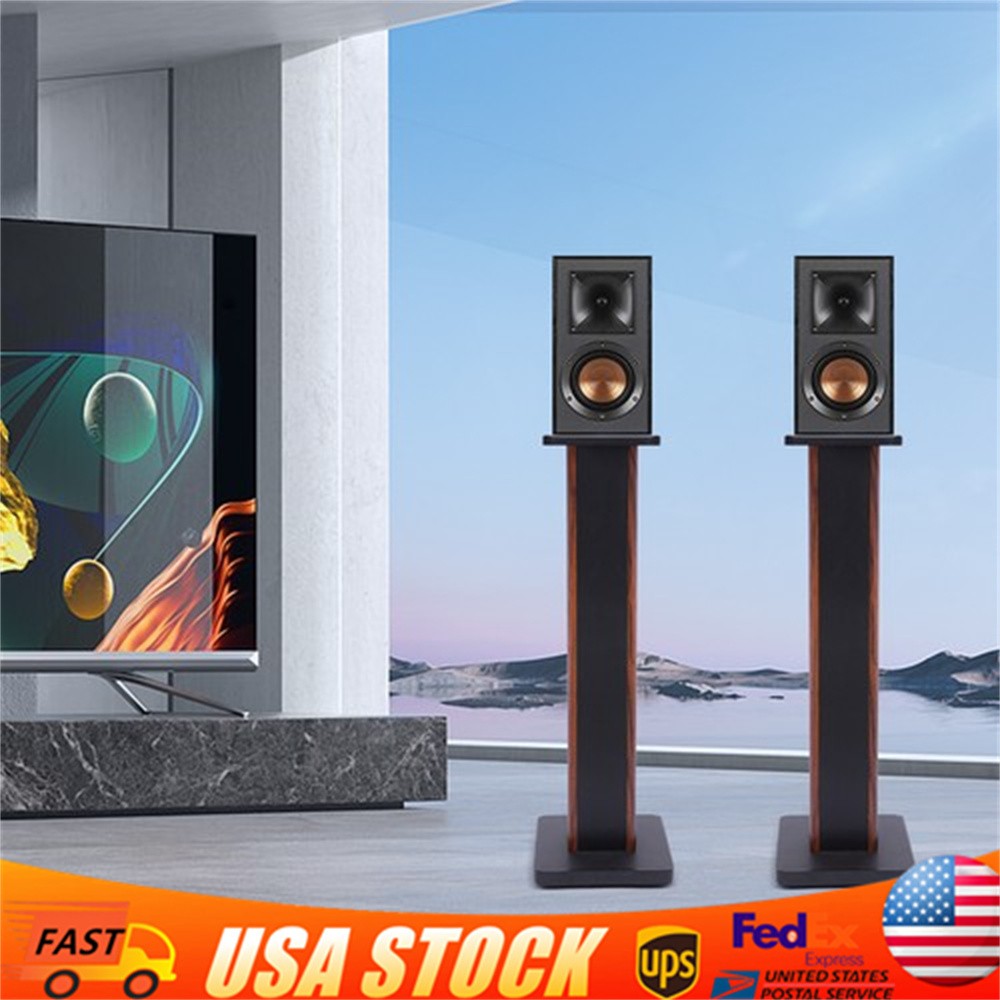 28" Wood Speaker Stands 1 Pair Yellow Sandalwood/Black Walnut for HiFi Bookshelf