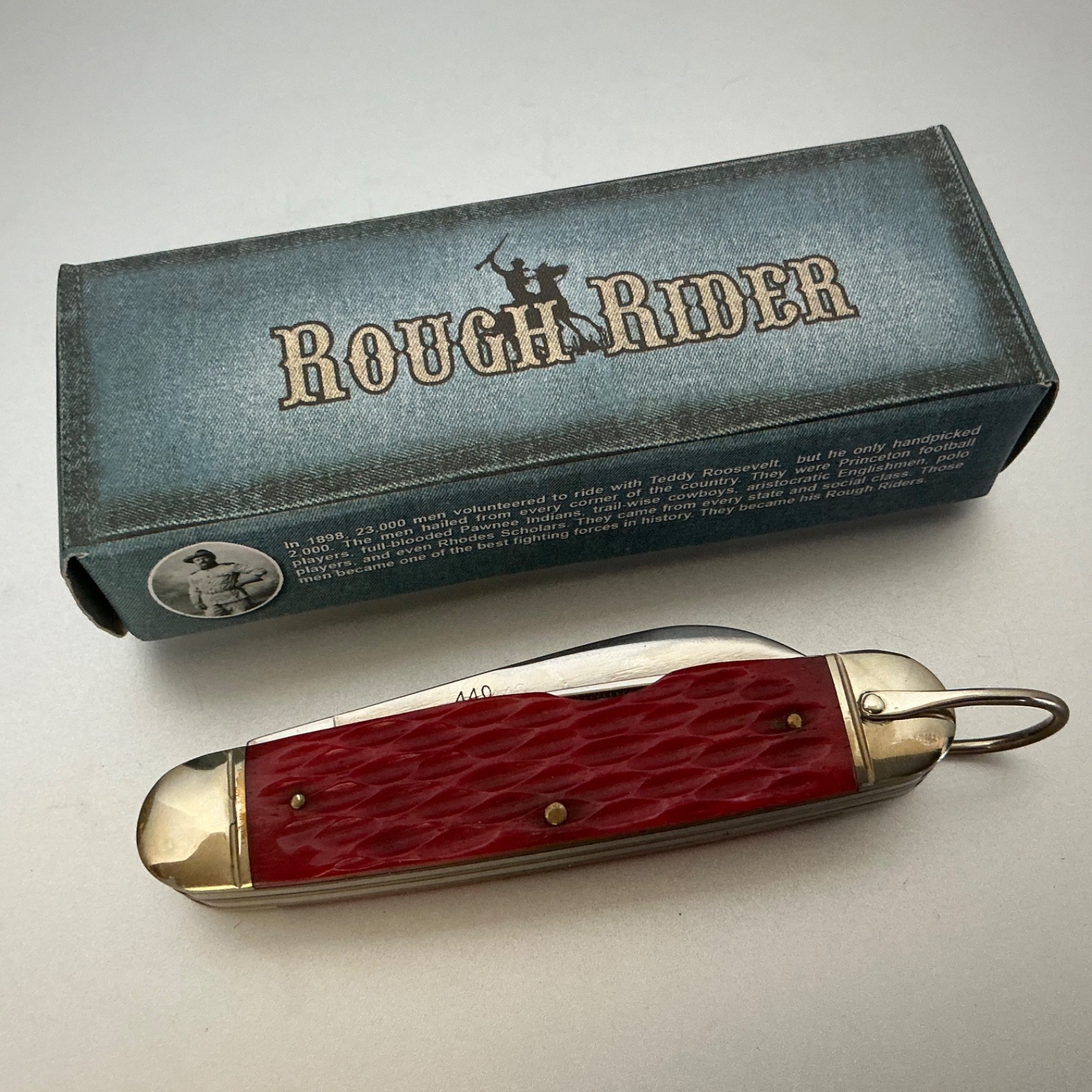 Rough Rider Camp/Scout Pockeknife Red Jig Bone RR573