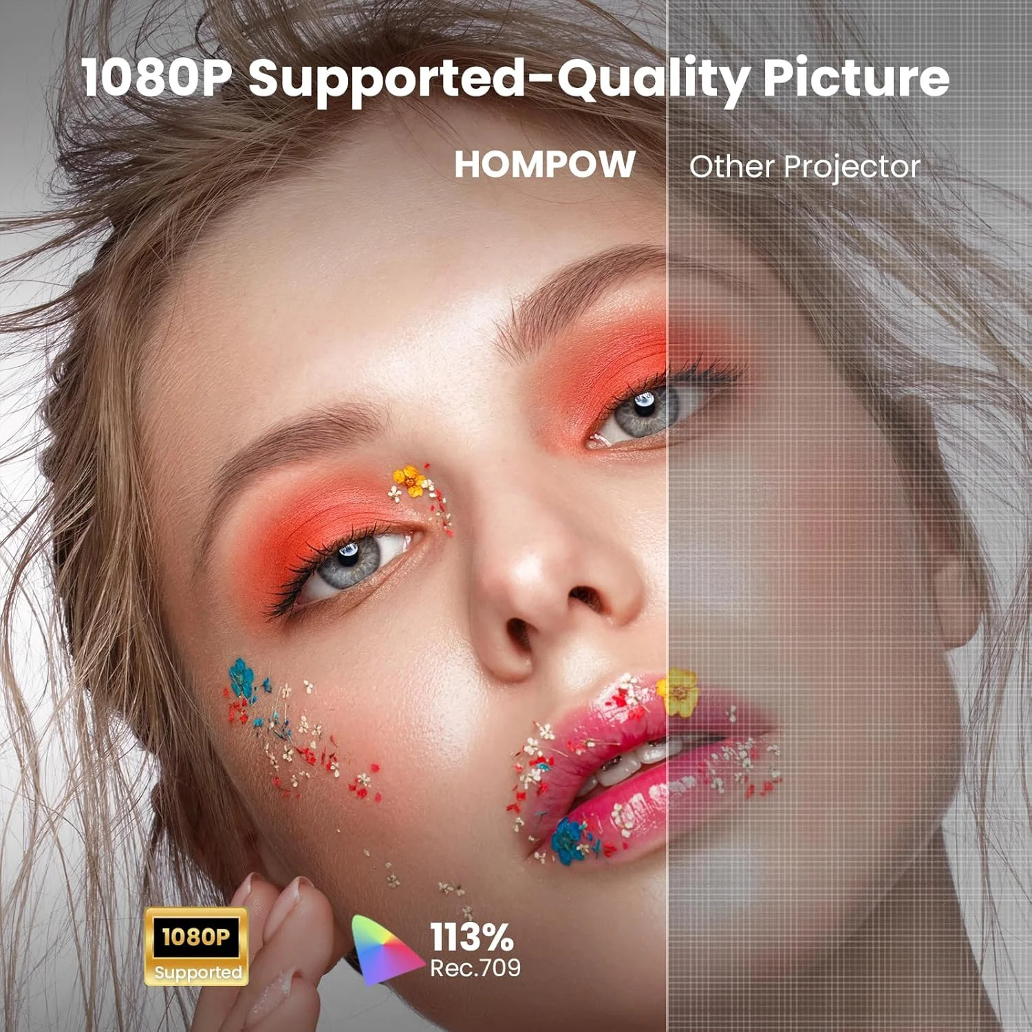 Orange,Mini Projector with Two -Way Bluetooth, Portable Projector, Support1080P