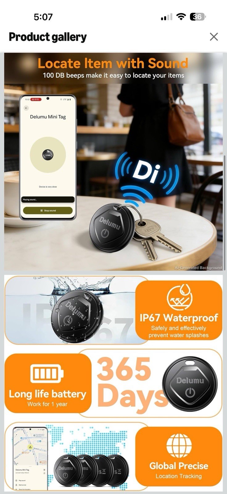 Delumu Mini Tag Bluetooth Item Tracker for Android Find Hub