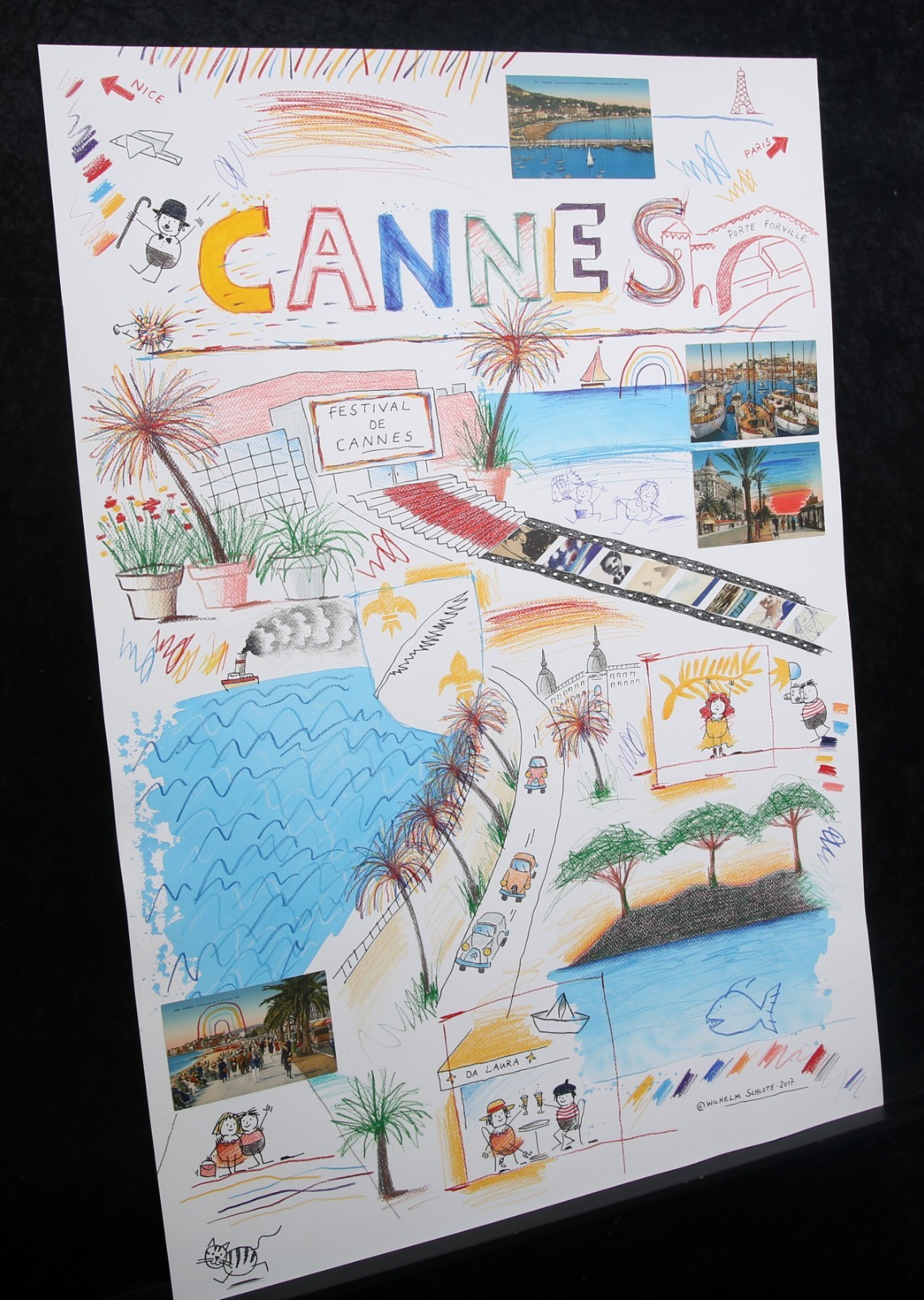 Schlote, Wilhelm - Cannes - original design drawing - signed UNIQUE