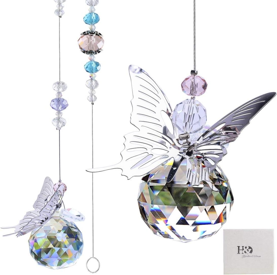 Stunning Handmade Butterfly Crystal Prism Suncatcher - Light & Rainbow Effects