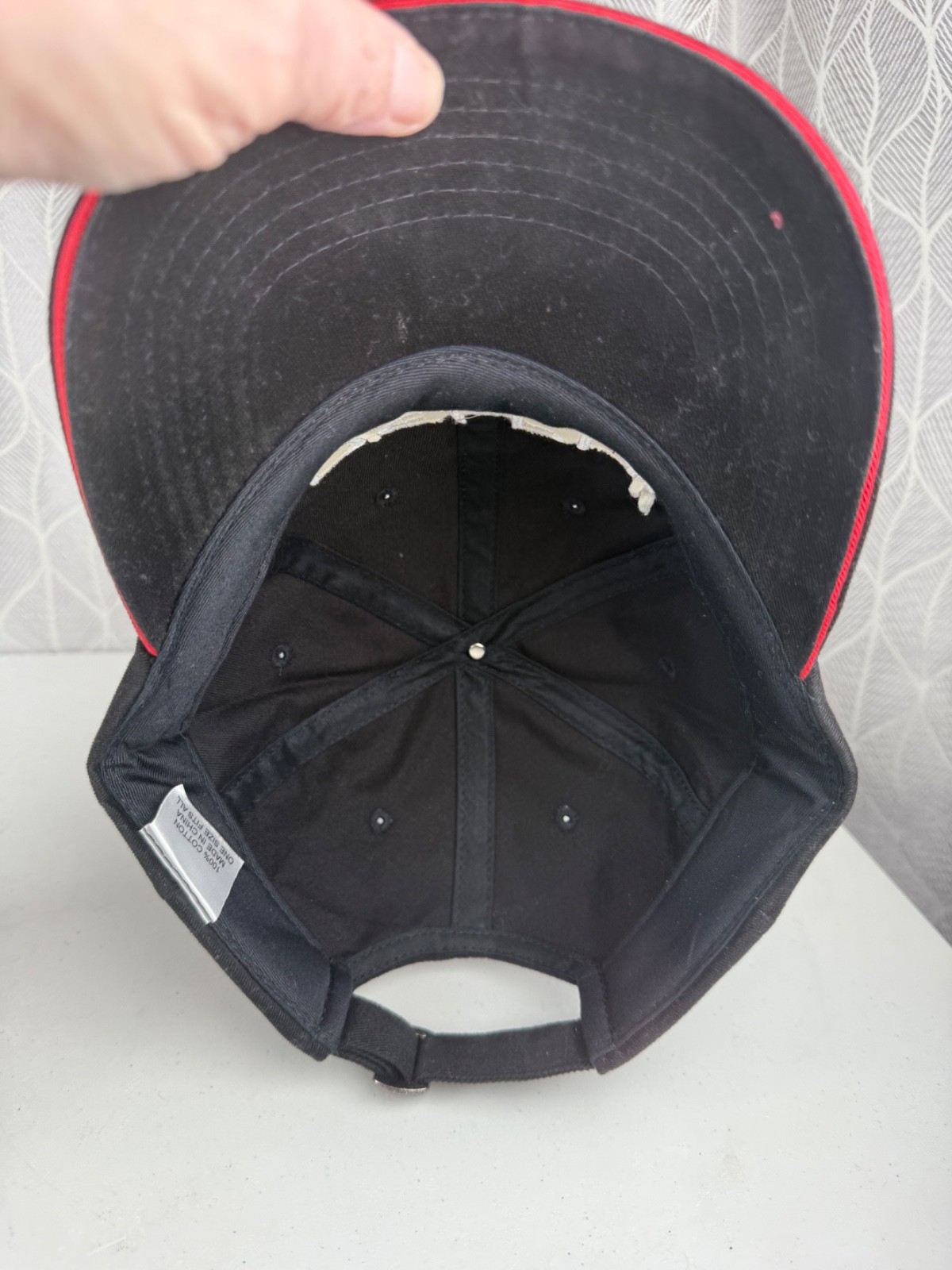 Delphi Racing w Red White on Black hat Cap Brushed Cotton Strap Buckle