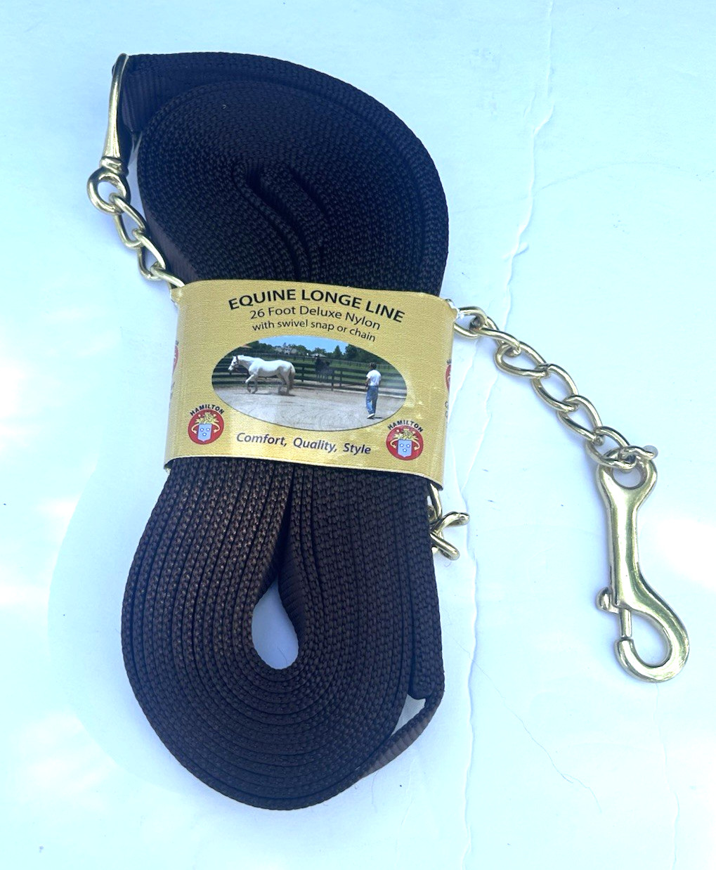 Equine Lunge Line 26 foot Deluxe Nylon with Swivel Snap or Chain New