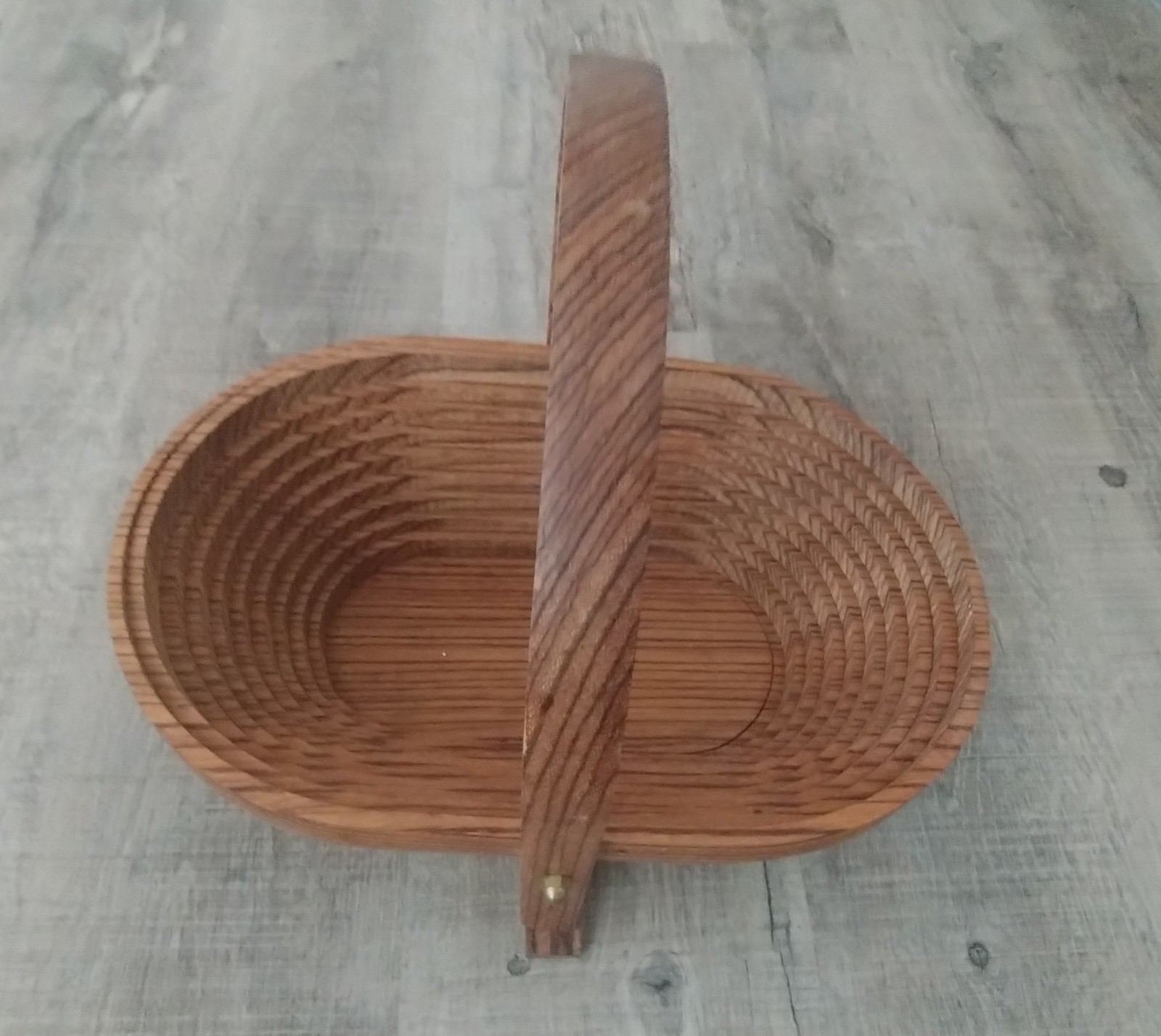 Vintage Handcrafted Folding Collapsible Wood Basket Signed By Artist
