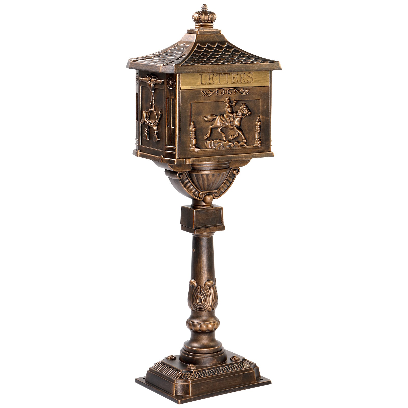 Cast Aluminum Mailbox with Post, In-Ground Large Security Mailbox,in stock