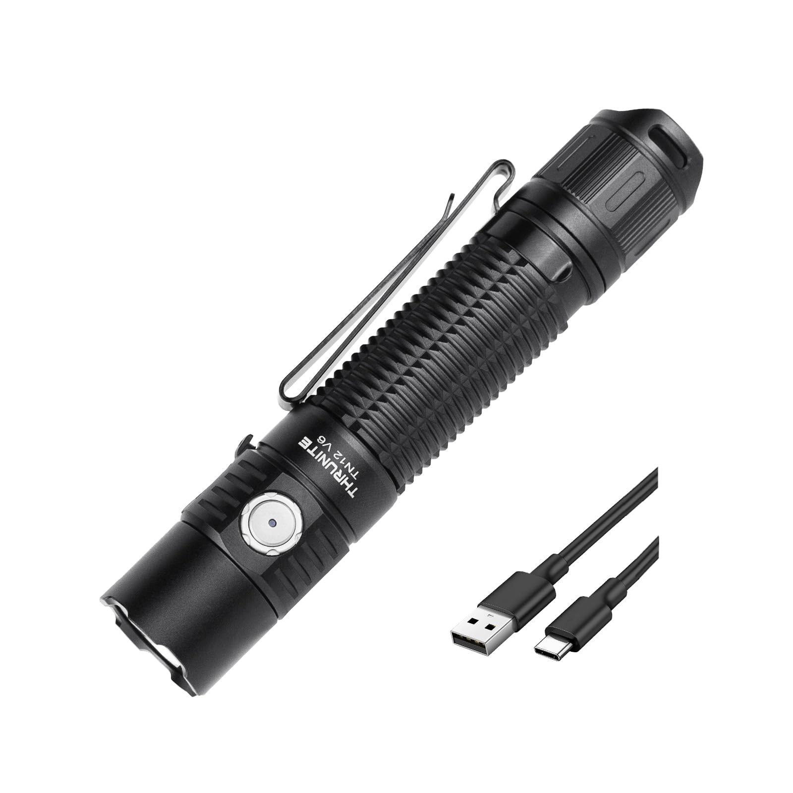 ThruNite TN12 V6 Rechargeable Tactical Flashlight, True 1950 Black Cool White