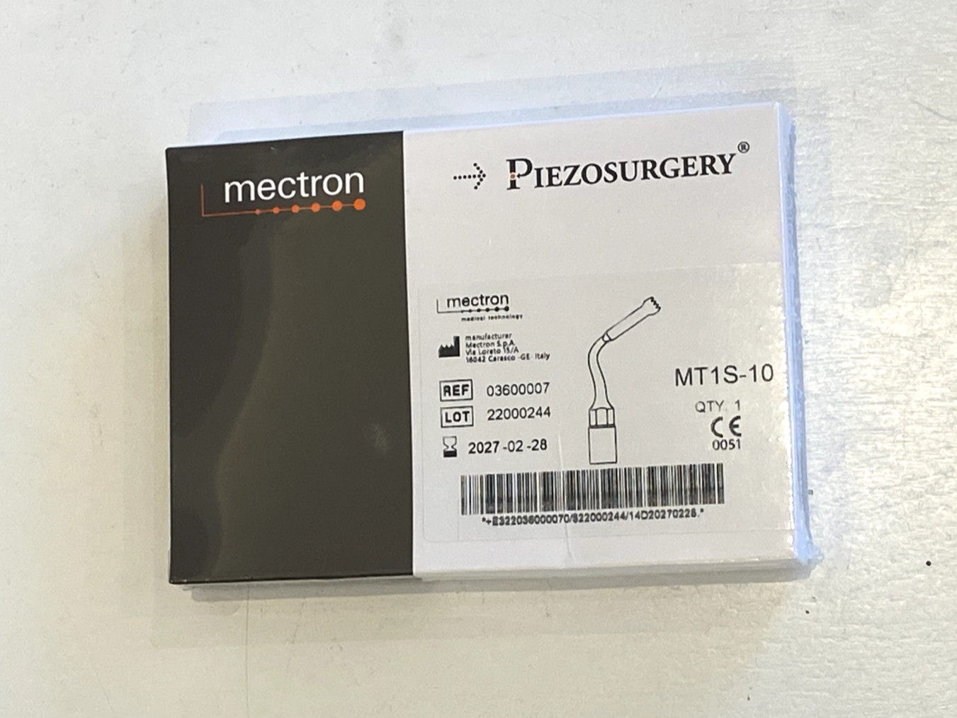 Mectron MT1S-10 PiezoSurgery Insert – Curved Scalpel Tip 03600007 NEW Sealed