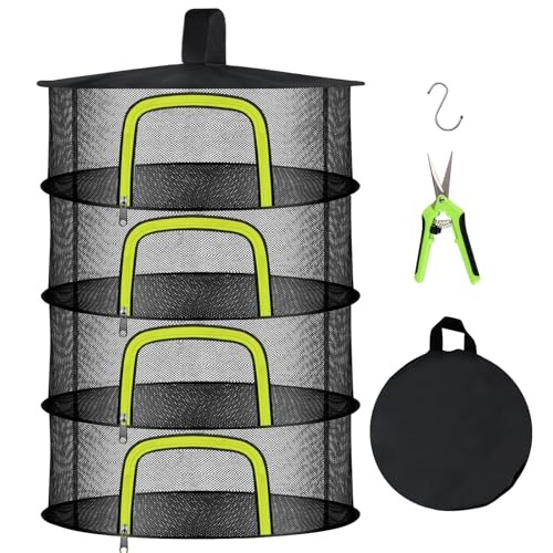Mesh Drying Rack 4 Layer Herb Net Foldable w Shears